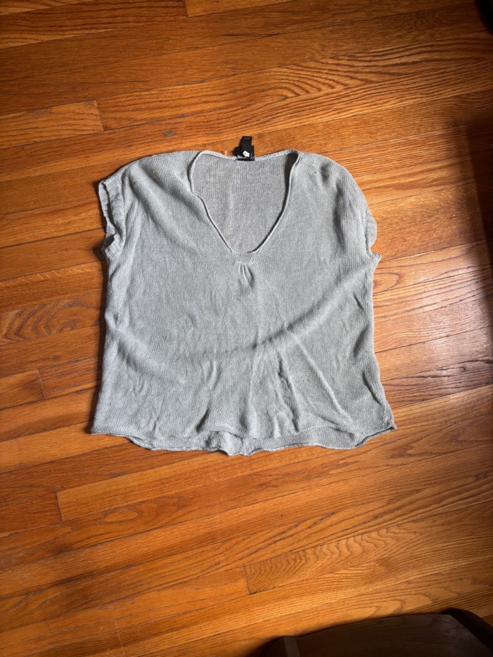 Eileen Fisher Light Sage Short Sleeve V-Neck Knit Top